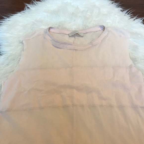 Zara Blush Pink Sheer Raw Hem Tank Top - Picture 3 of 7